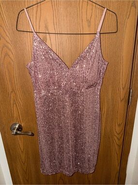 Emerald Sundae Sparkling Mauve Sequin Slip Dress Size XL